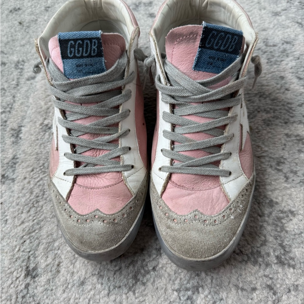 Golden Goose Pink and Gray High-Top Sneakers
